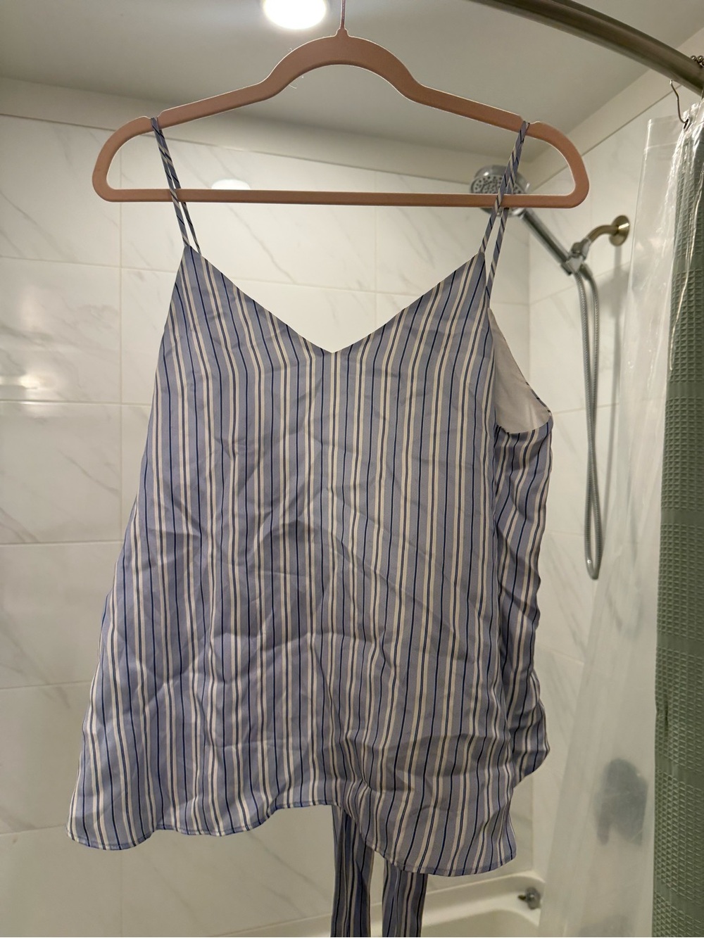 Cami NYC Blue and White Vertical Stripe Spaghetti Strap Top
